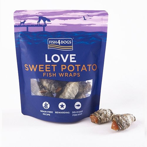 【FISH4DOGS】フィッシュフォードッグ スイートポテトラップ 100g 犬用 おやつ トレーニング トリーツ さつまいも ホワイトフィッシュ 嗜好性抜群 自然素材