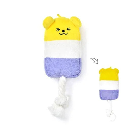 【Solgra】ソルグラ 3色レモンアイスバー 犬用 おもちゃ ぬいぐるみ ピーピー ガサガサ 仕掛け ロープ