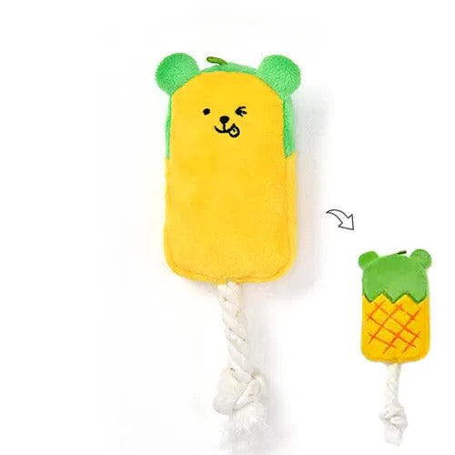 【Solgra】ソルグラ パインアイスバー 犬用 おもちゃ ぬいぐるみ ピーピー ガサガサ 仕掛け ロープ