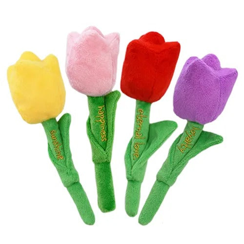 【Solgra】ソルグラ チューリップ 犬用 ぬいぐるみ お花 ガサガサ 仕掛け 花言葉 刺繍