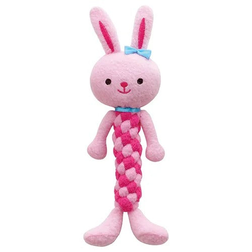 【ボンビアルコン】デンタルアニマル ウサギ 犬用 おもちゃ ぬいぐるみ ロープ デンタルトイ 笛入りコットン生地