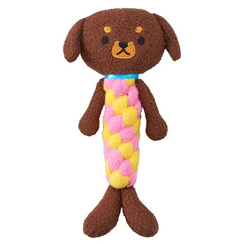 【ボンビアルコン】デンタルアニマル ダックス 犬用 おもちゃ ぬいぐるみ ロープ デンタルトイ 笛入りコットン生地