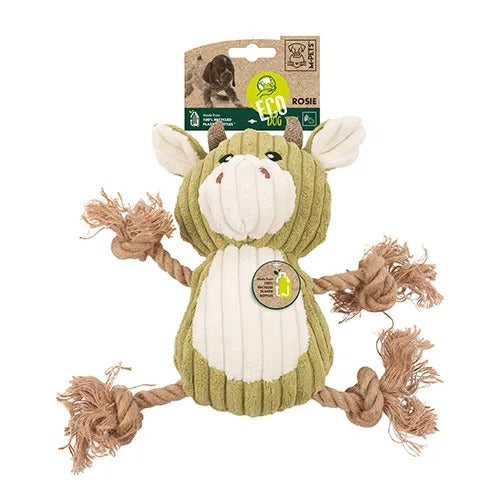 【M-PETS】エムペッツ ECOドッグトイ ウシのロージー 犬用 おもちゃ ぬいぐるみ ロープ 大きめサイズ 歯磨き効果 ストレス発散