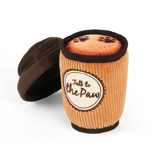 【P.L.A.Y.】プレイ パップカップカフェ ラテ 犬用 おもちゃ ぬいぐるみ コーヒーモチーフ 丈夫 ベロア製 洗濯機可