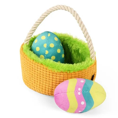 【P.L.A.Y.】プレイ ヒッピティホッピティ エッグバスケット 犬用 おもちゃ ぬいぐるみ たまご スクイーカー ベロア製
