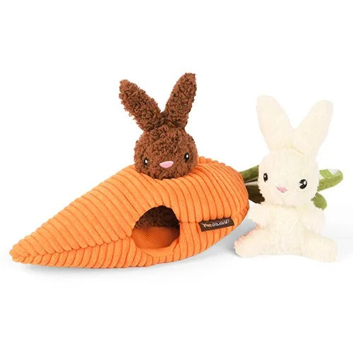 【P.L.A.Y.】プレイ ヒッピティホッピティ バニーズバロー 犬用 おもちゃ ぬいぐるみ うさぎ にんじん スクイーカー ベロア製