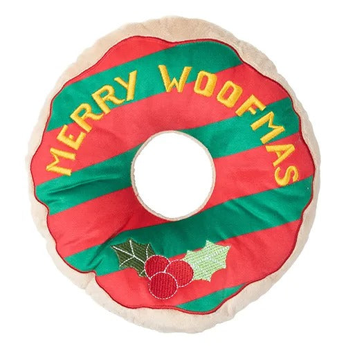 【FuzzYard】ファズヤード クリスマストイ ジャイアントドーナツ 犬用 おもちゃ ぬいぐるみ スクイーカー ノンアレルゲン加工