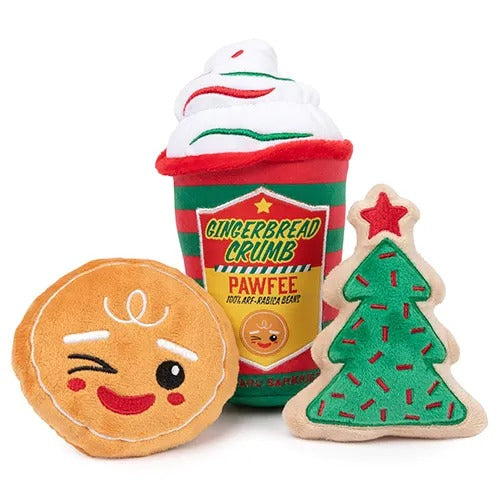 【FuzzYard】ファズヤード クリスマストイ ジンジャークラムパウフィー3PK 犬用 おもちゃ ぬいぐるみ スクイーカー ノンアレルゲン加工