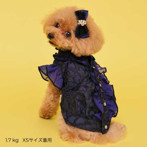 新品 GOD PIVAハートフリルブラウス 犬服 ネイビー L 新作 GODPIVA】ハートフリルブラウス［ゴッドピバ］犬用 服 ドッグウェア