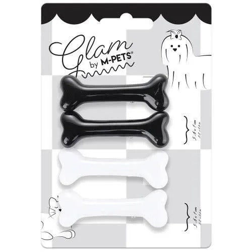 【M-PETS】エムペッツ GLAMヘアーアクセサリー CLIP ボーン 犬用 パッチンクリップ ワニクリップタイプ ボーンデザイン