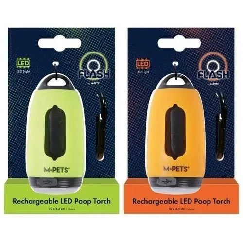 【M-PETS】エムペッツ FLASH LED POOP TORCH＜全2色＞ 犬用 うんち袋ケース 散歩 LEDライト 充電式