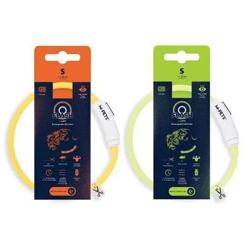 【M-PETS】エムペッツ FLASH LEDカラー＜全2色＞＜3サイズ＞ 犬用 首輪 散歩 LEDライト 充電式 軽量