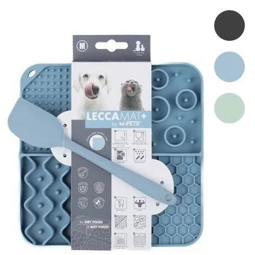 【M-PETS】エムペッツ LECCAMAT+＜全3色＞ 犬用 早食い防止 知育マット スパチュラ付き 吸盤 シリコン素材 食洗機使用OK