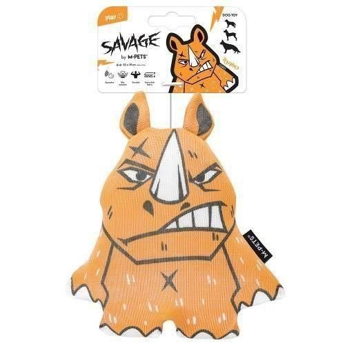 【M-PETS】エムペッツ SAVAGEドッグトイ ライノー 犬用 おもちゃ ぬいぐるみ 極厚 丈夫 スクィーズ