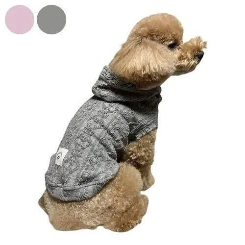 【Bun Bun House】バンバンハウス ジャガードニットパーカー 犬用 服 ドッグウェア 綿100％ フード付き カジュアル