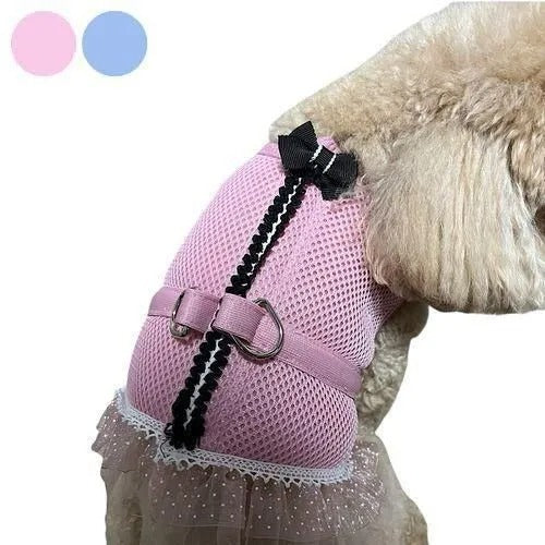 【Bun Bun House】バンバンハウス メッシュハーネス リボン 犬用 胴輪 洋服型 メッシュ レース シフォン ブレードテープ