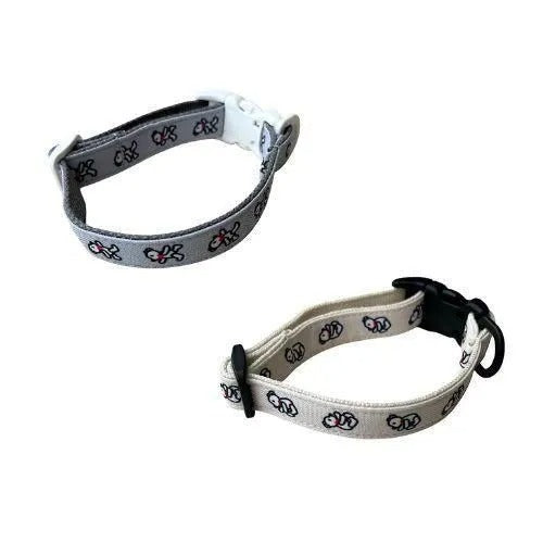 【Bun Bun House】バンバンハウス カラー ベア 犬用 首輪 クマ柄 かわいい オフホワイト グレー