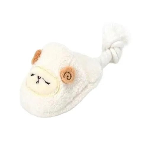 【Solgra】ソルグラ ひつじさんスリッパトイ 犬用 おもちゃ ぬいぐるみ ガサガサ 仕掛け 超小型犬 小型犬