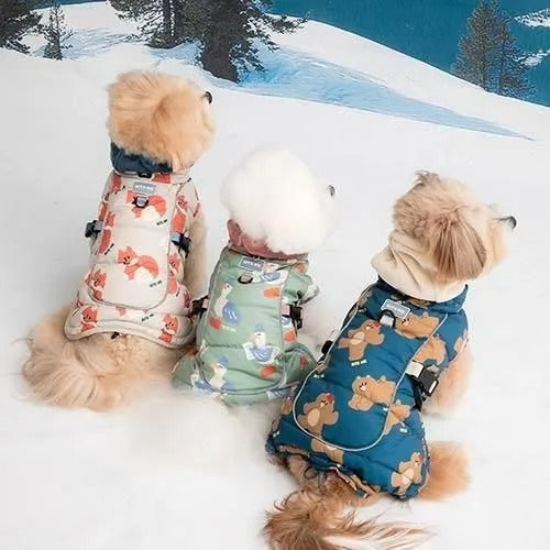 【BITE ME】バイトミー ダブルヒートダウン パターン 犬用 服 ドッグウェア 防寒 内蔵ハーネス 高密度生地 発熱裏地