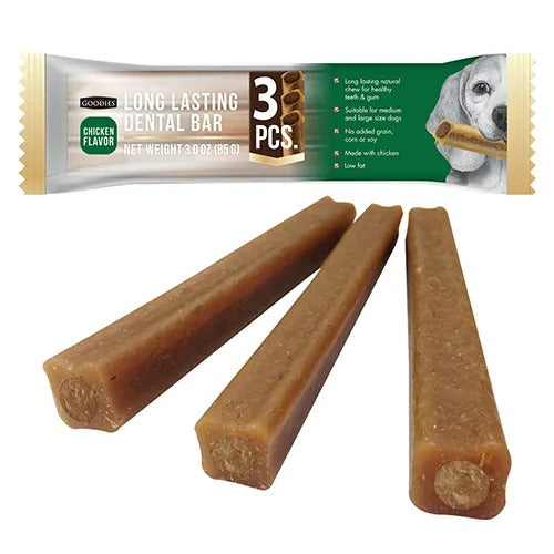 【GOODIES】グディーズ デンタルバー チキンフレーバー 犬用 おやつ デンタルケア ガム グレインフリー ひまわり油 パイナップルファイバー