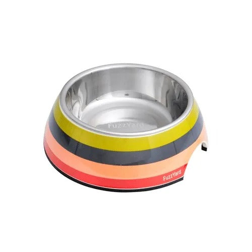 【FuzzYard（ファズヤード）】フードボウル クアトロ 犬用 食器 おしゃれ 二層構造 ステンレス メラミン 滑り止め付