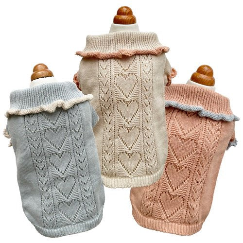 【GODPIVA】organic cotton ハートニット［ゴッドピバ］犬 服 ドッグウェア オーガニックコットン 日本製 無縫製 刺繍