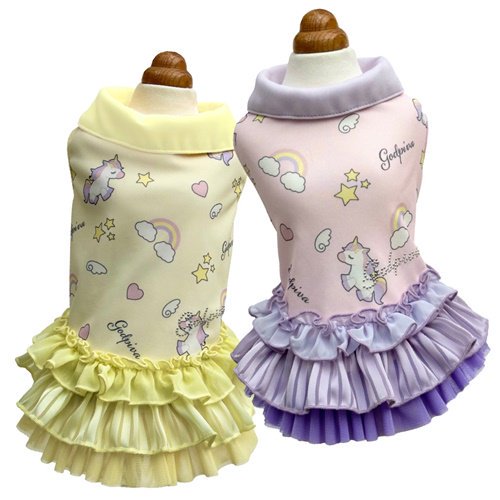 【GODPIVA】COOLユニコーンワンピース［ゴッドピバ］犬 服 ドッグウェア パステルカラー シフォン チュール 涼感加工 防虫加工