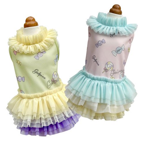 【GODPIVA】COOLキャンディPOPワンピース［ゴッドピバ］犬 服 ドッグウェア パステルカラー チュール 涼感加工 防虫加工