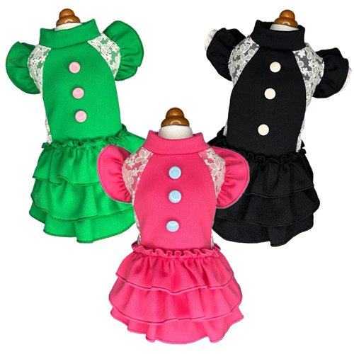 【GODPIVA】レトロレースワンピース［ゴッドピバ］犬 服 ドッグウェア 60年代 フリル リボン かわいい