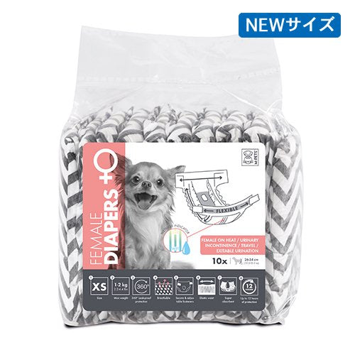 【M-PETS】エムペッツ 女の子用オムツ ＜全6サイズ＞ 犬用 12時間超吸収 マナーパンツ おしっこお知らせライン