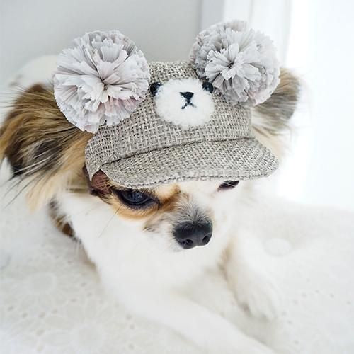 【GARDEN OF EDEN】ガーデンオブエデン 麦わらこぐまCAP ＜全4色＞ 犬用 帽子 キャップ くま耳 ポンポン 脱着簡単 サイズ調整可