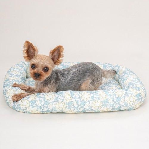 【Solgra】ソルグ 花柄クールスクエアベッド 犬用 ベッド 縁付き アゴ置き かわいい 暑さ対策 ひんやり 冷感 クール 涼しい