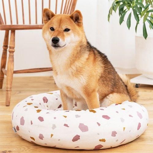 【Solgra】ソルグラ テラゾー柄ラウンドベッド 犬用 ラウンド ベッド かわいい あたたかい ベロア生地 ふかふか