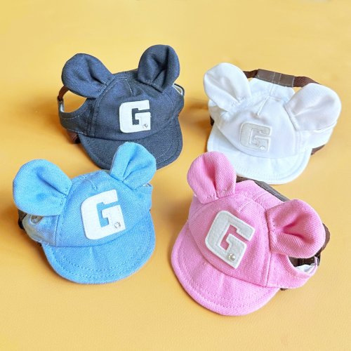 【GODPIVA】くま耳デニムキャップ［ゴッドピバ］犬 帽子 キャップ かわいい おしゃれ デニム生地 脱げ難い構造 サイズ調整可 紫外線対策 日本製