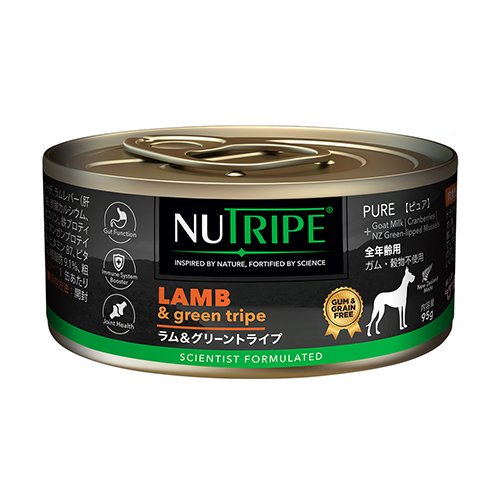 ペット フード 犬 の 餌 エサ 犬用 ドッグフード ウェットタイプ 全年齢用 総合栄養食 NUTRIPE ニュートライプ ピュア ラム＆グリーントライプ 95g・185g