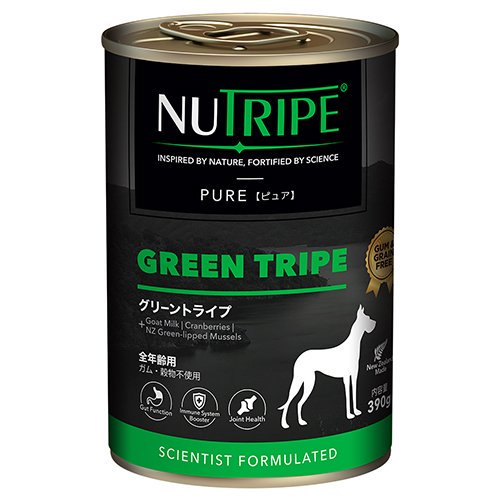 ペット フード 犬 の 餌 エサ 犬用 ドッグフード ウェットタイプ 全年齢用 総合栄養食 NUTRIPE ニュートライプ ピュア グリーントライプ 390g