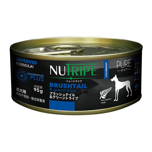 ペット フード 犬 の 餌 エサ 犬用 ドッグフード ウェットタイプ 無添加 無着色 グレインフリー 総合栄養食 NUTRIPE ニュートライプ ピュア ブラッシュテイル＆グリーントライプ 95g 成犬用