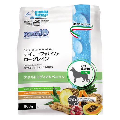 犬 犬用 ドッグフード ドライフード ごはん 総合栄養食 健康維持 成犬用 FORZA10 フォルツァディエチ デイリーフォルツァ ローグレイン アダルトミディアムベニソン（中粒）