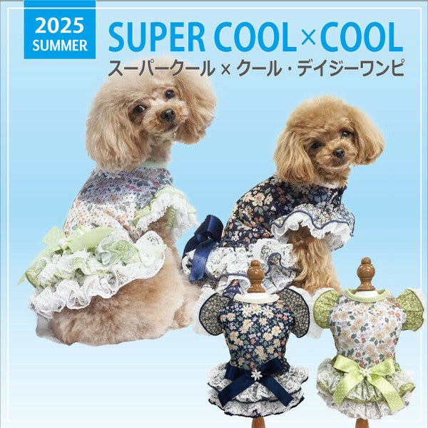 クークチュール CooCouture 2025 夏物 新作 ドッグウェア スーパークール×クール・デイジーワンピ 犬服 ワンピース フリル レース かわいい 涼しい 冷感  防虫 抗菌 消臭 UVカット メッシュ生地 日本製