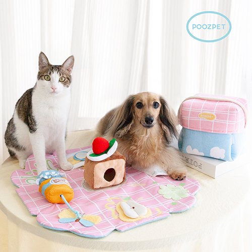 犬 猫 犬用 ペット マット型 知育 おもちゃ ノーズワークトイ 水洗い可能 Poozpet Poozpet Snuffle Toy・Picnic Box プーズペット ピクニックバスケット型ノーズワークおもちゃ