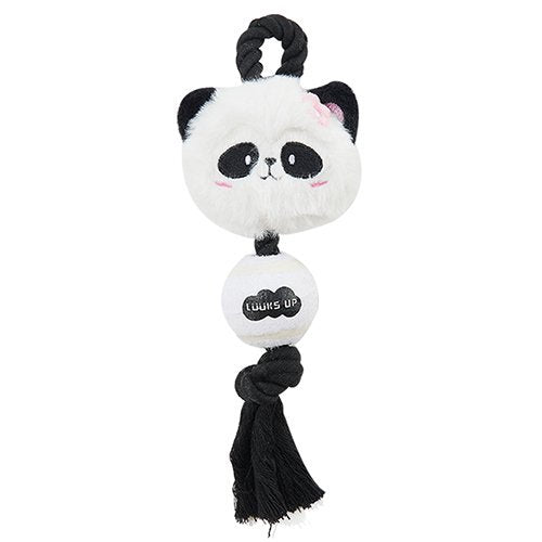 犬 犬用 おもちゃ コットンロープ ボール付き スクイーズ Luuks up Dog Ball Rope Toy Panda ルックスアップ ドッグボールロープトイ パンダ