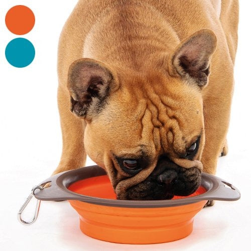 【M-PETS】エムペッツ　ON THE ROAD Foldableボウル 犬用 食器 フォルダブルボウル 折りたたみ コンパクト カラビナ アウトドア 散歩