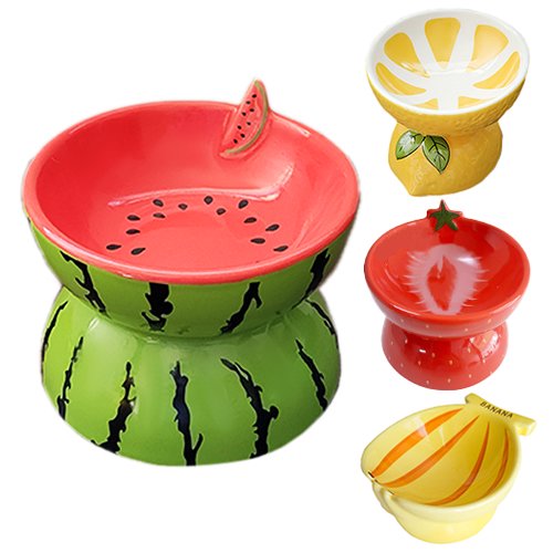 【Petifam】ペティファーム 陶器製脚付フードボウル フルーツ ＜全4種＞犬用 食器 レトロポップ フルーツデザイン 電子レンジ可