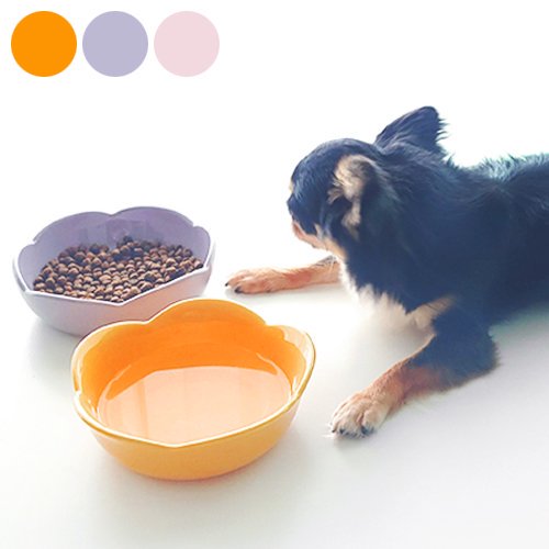 犬 猫 ペット用 食器 皿 かわいい お花型 フードボウル ウォーターボウル 陶器製食器 Petifam ペティファーム フラワーセラミックボウル