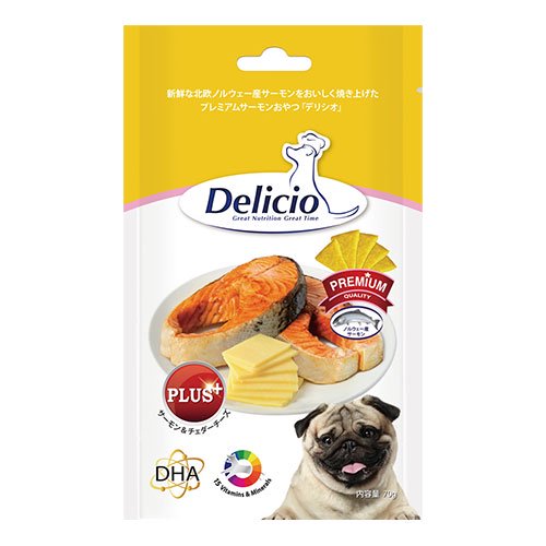 犬 犬用 おやつ 北欧 ノルウェー産 プレミアムサーモン スティックタイプ Delicio デリシオ オリジナル サーモン＆チェダーチーズ 70g