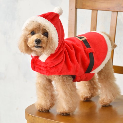 犬 犬用 服 クリスマス コスチューム サンタ服 マジックテープ あたたかい Solgra ソルグラ サンタパーカ